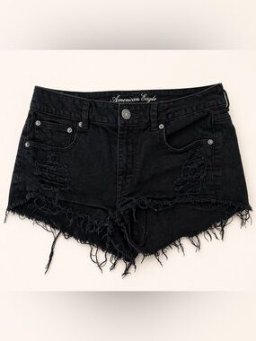 American Eagle Outfitters Black Distressed Cutoff Jean Short Shorts in Size 10